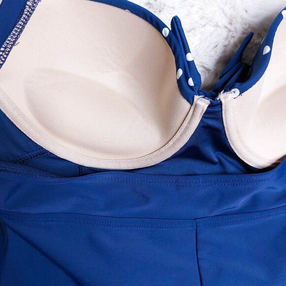 Tropical Escape Halter Tankini Top Retro Push Up Bra Polka Dot 8 - Picture 4 of 5